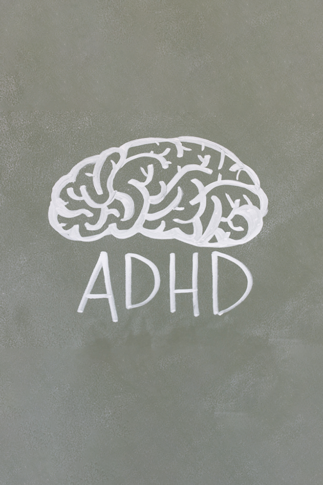 La Jolla Learning Supports ADHD and ADD. Image of a brain with ADHD chalk drawing